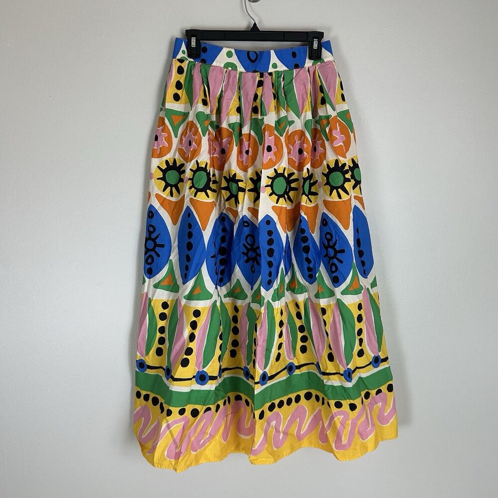 Zara M Maxi Skirt Batik Abstract African Colorful Rainbow Print Dopamine Dressin - Picture 5 of 7